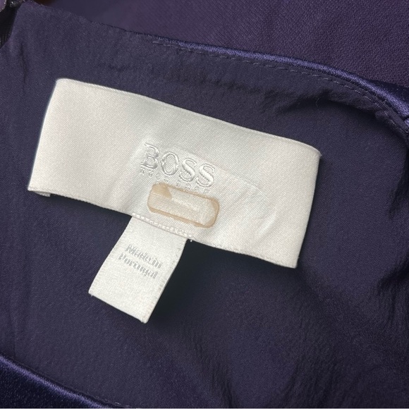 HUGO BOSS Short Sleeve Colorblock Satin Detail Stretch Tailored Sheath Dress 8 - Picture 6 of 7